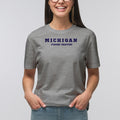 Michigan Figure Skating Navy Block T-Shirt - Sport Grey