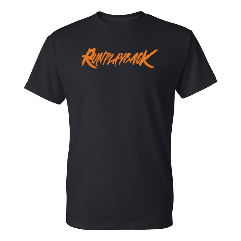 RunPlayBack Brush Logo T-Shirt - Black