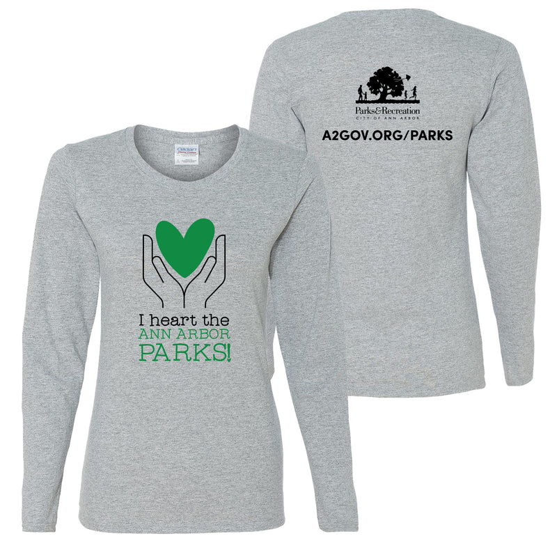 I Heart Ann Arbor Parks Womens Cotton Long-Sleeve T-Shirt - Sport Grey