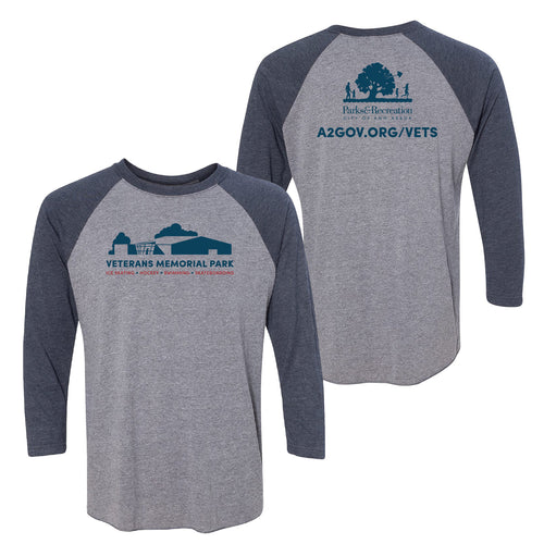 Veterans Memorial Park 3/4 Sleeve Baseball Raglan - Premium Heather / Vintage Navy