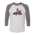 Tuscarora Knight 3/4 Sleeve Baseball T-Shirt - Heather White / Heather Grey