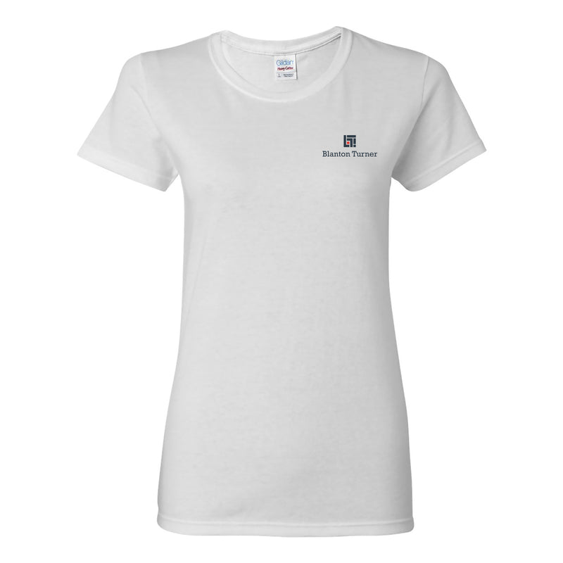 Blanton Turner Womens Color Logo Cotton T-Shirt - White