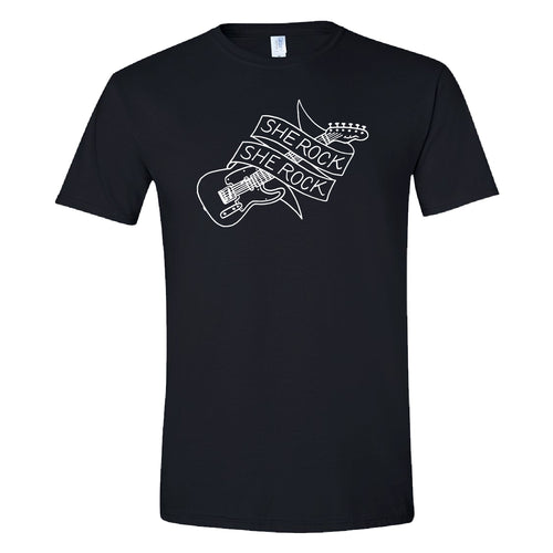 She Rock Guitar Logo Soft Cotton Tee - Black