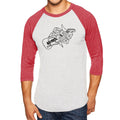 She Rock Guitar Logo Triblend Raglan - Vintage Red/Heather White