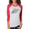 She Rock Guitar Logo Triblend Raglan - Vintage Red/Heather White