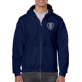 Ontairo Fire Maltese Cross Logo Full Zip Hooded Sweatshirt- Navy