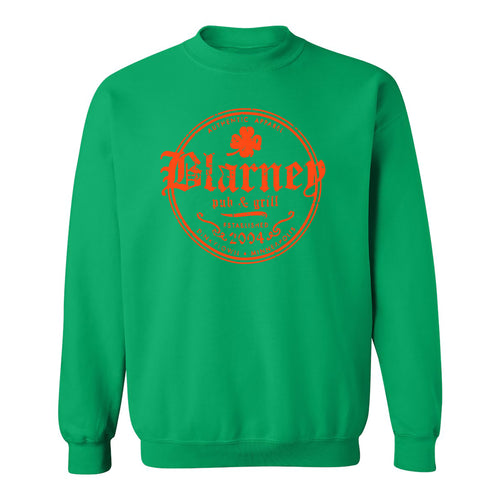Blarneys est 2004 Orange Ink Green Crewneck - Irish Green